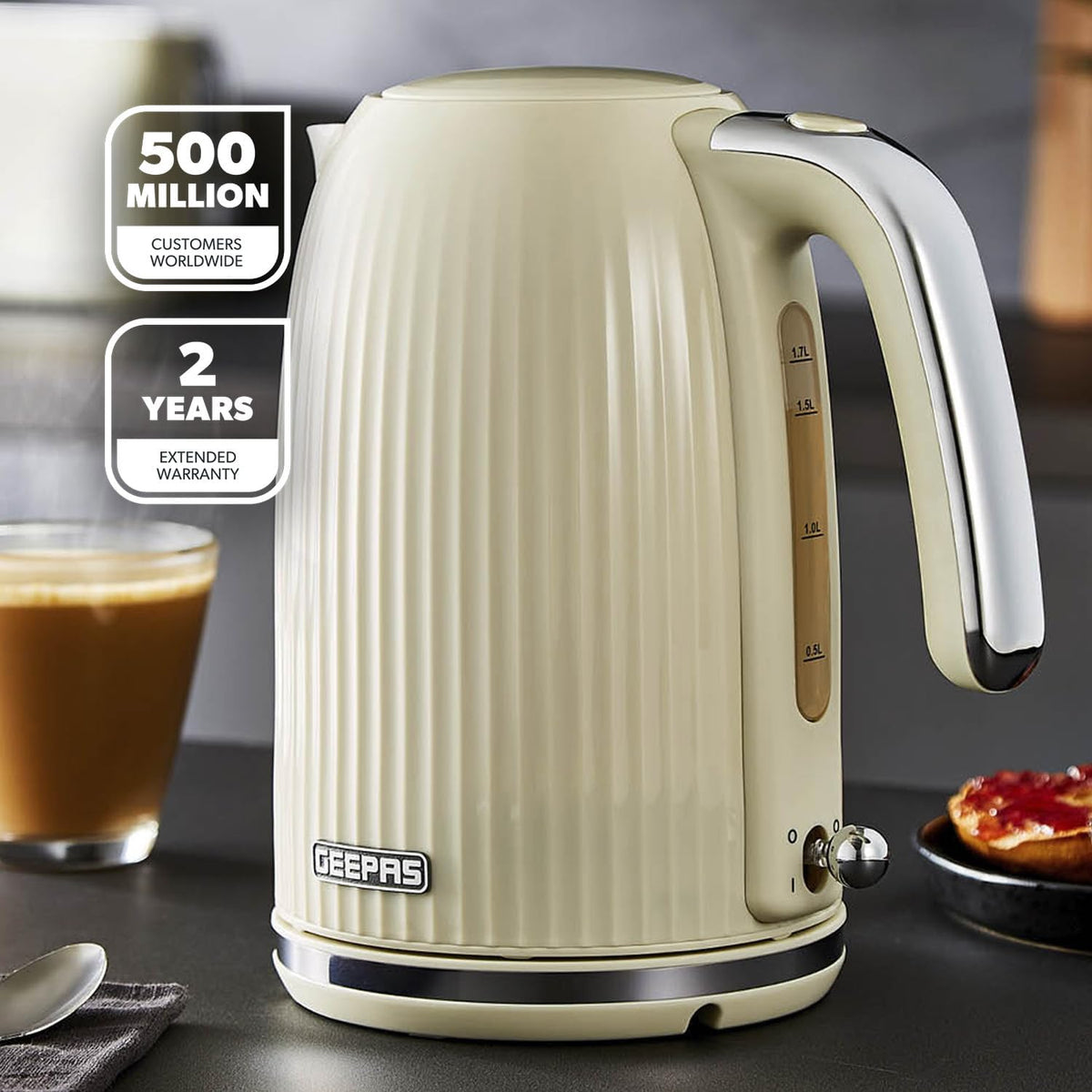 GEEPAS Fluted Kettle GK38068UK-CR (Cream)