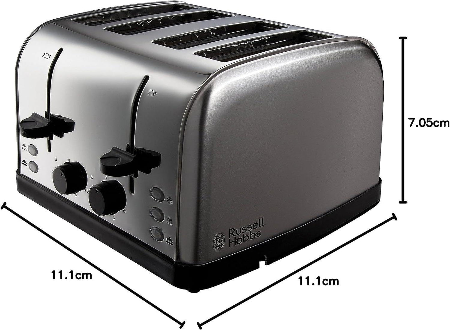 Russell Hobbs Stainless Steel Kettle & 4 Slice Toaster Kitchen Set (Silver)