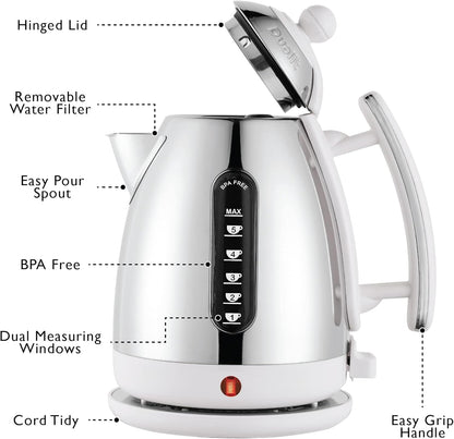 Dualit Lite Jug Kettle & 2 Slice Toaster Matching Kitchen Set (White Trim)