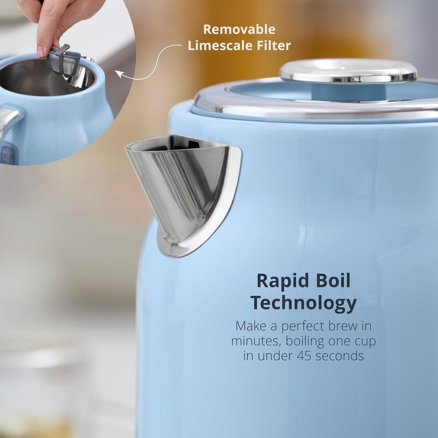 Swan Retro Jug Kettle, 4 Slice Toaster & Canisters Kitchen Set (Blue) - Vibe Home