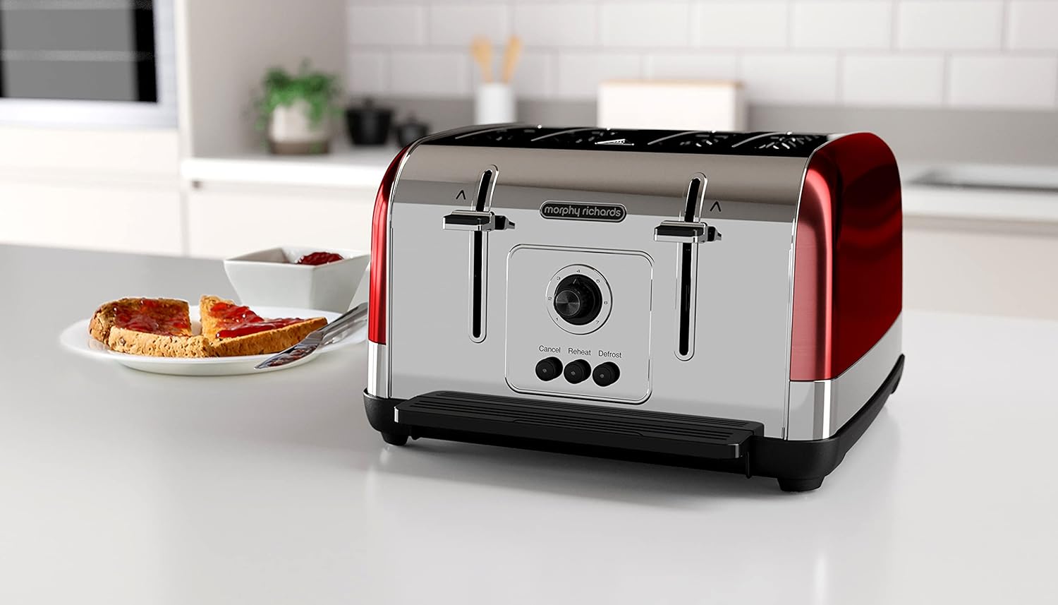 Morphy Richards Venture Kitchen Red Kettle & Toaster Set