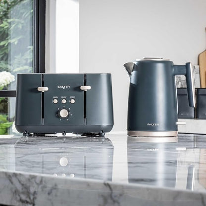Salter Salter Marino Kettle, 4 Slice Toaster & Canister Kitchen Set (Grey/Blue)