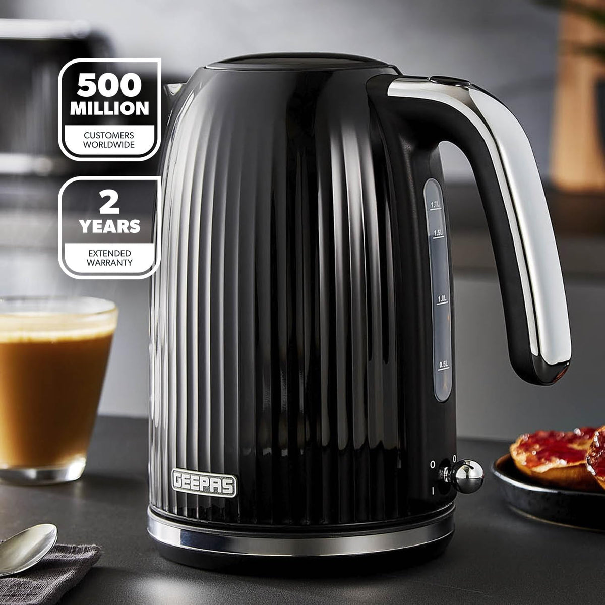 GEEPAS Fluted Kettle GK38068UK-BK (Black)