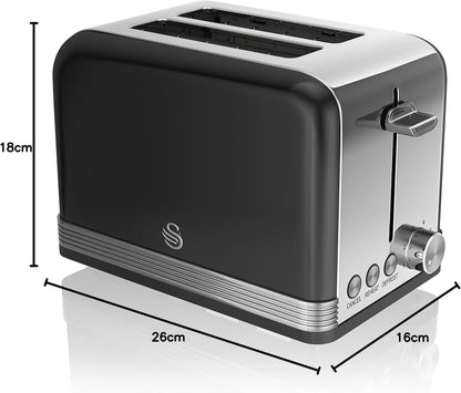 Swan Retro 2 Slice Toaster ST19010BN (Black)