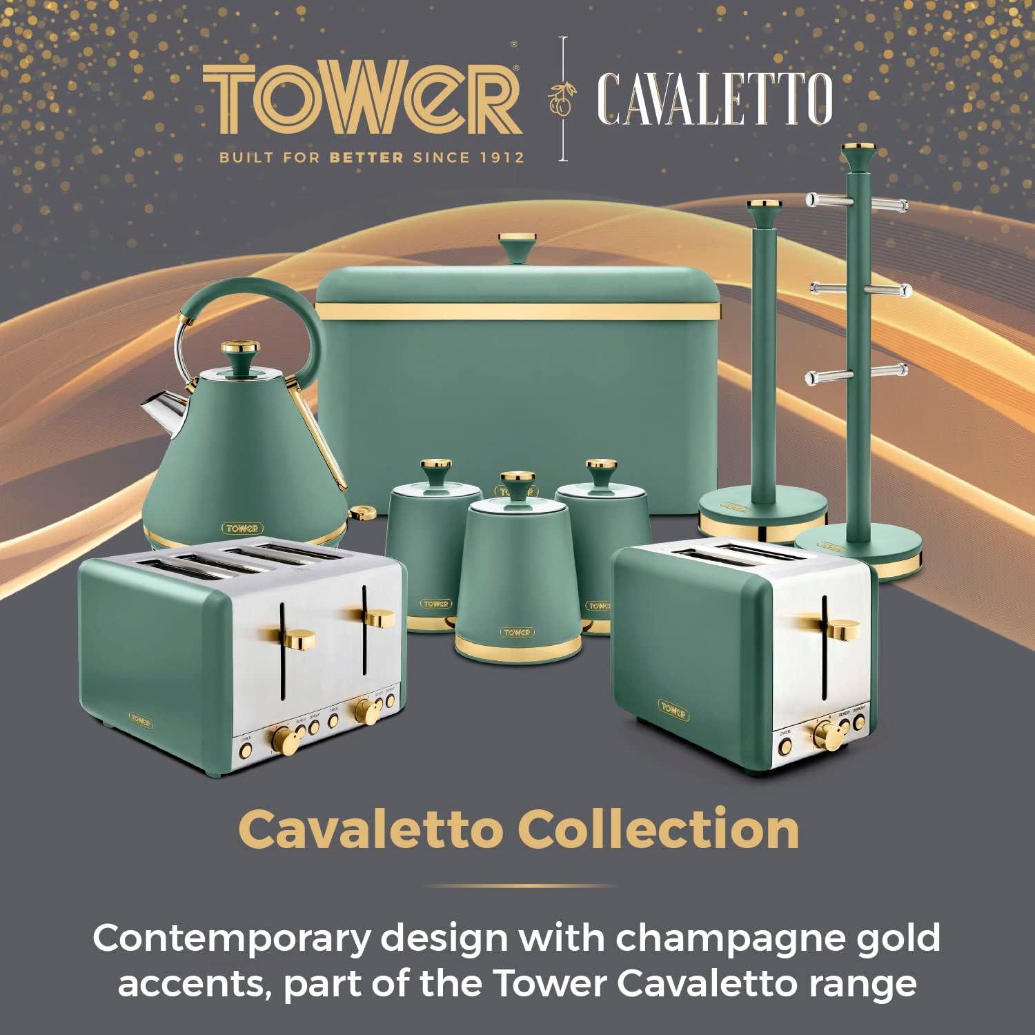 Jade mug tree and towel pole set with gold-accent round bases and two horizontal bars