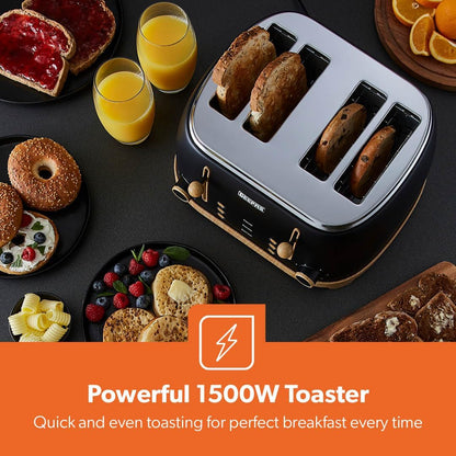 Geepas GEEPAS NordiQ 4 Slice Toaster GBT36561UK-BK (Black)