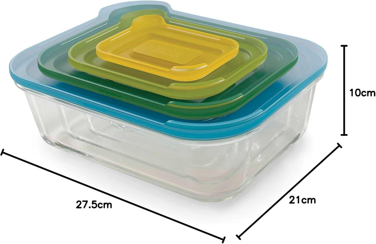 Joseph Joseph Nest Glass 4-piece Storage Containers Stackable Multicolour Set 81060 - Vibe Home