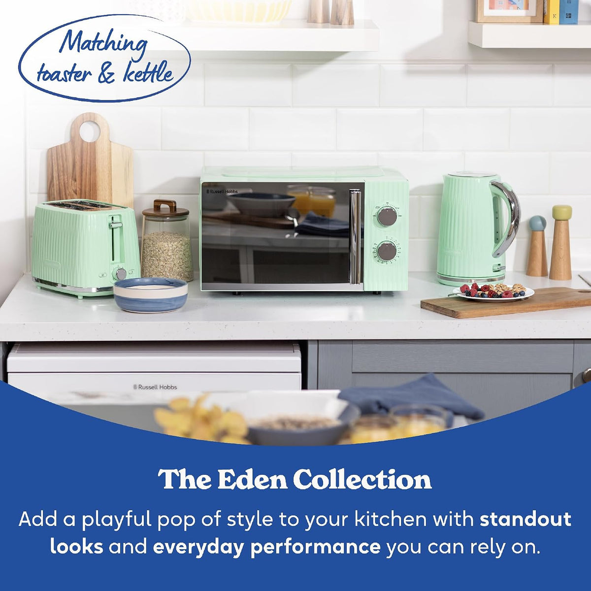 Russell Hobbs Eden 17L 700W Manual Microwave RHMM725PG (Pistachio Green)