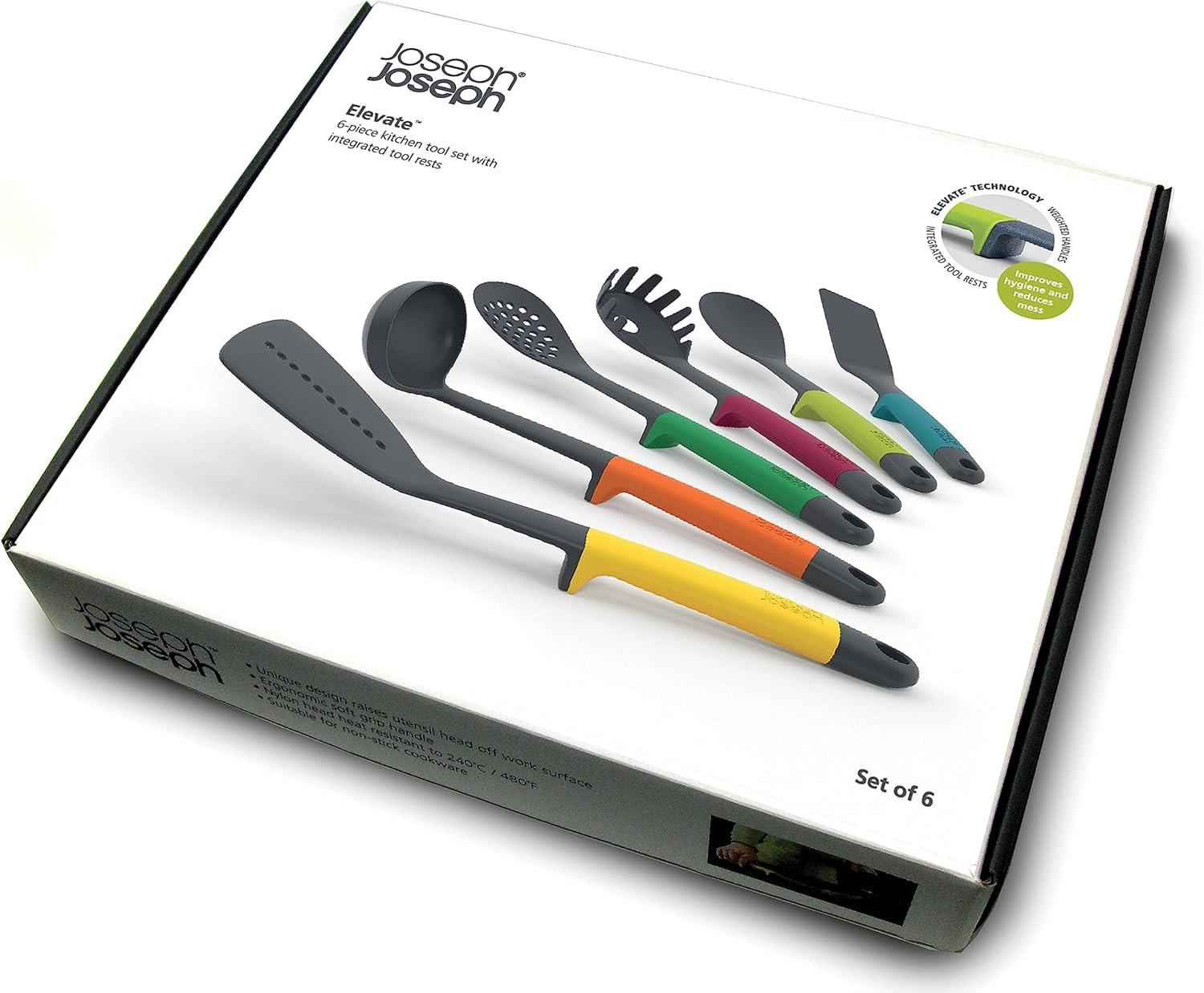 Joseph Joseph Elevate utensil set box with six assorted silicone cooking tools, set of 6
