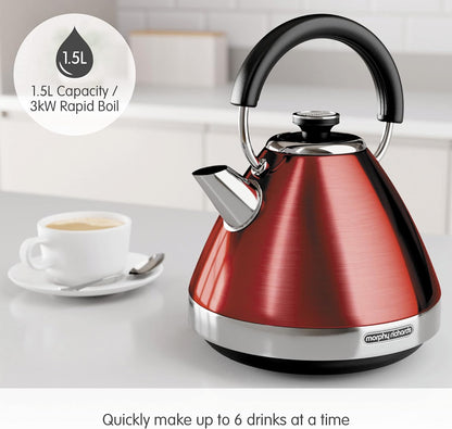 Morphy Richards Venture Kettle Pyramid Steel 100133 - Red