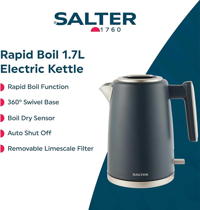 Salter Salter Marino Kettle, 4 Slice Toaster & Canister Kitchen Set (Grey/Blue)