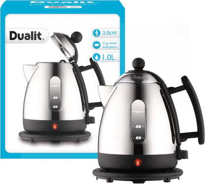 Dualit Lite Kettle 1L & 2 Slice Toaster Kitchen Set (Black Trim)