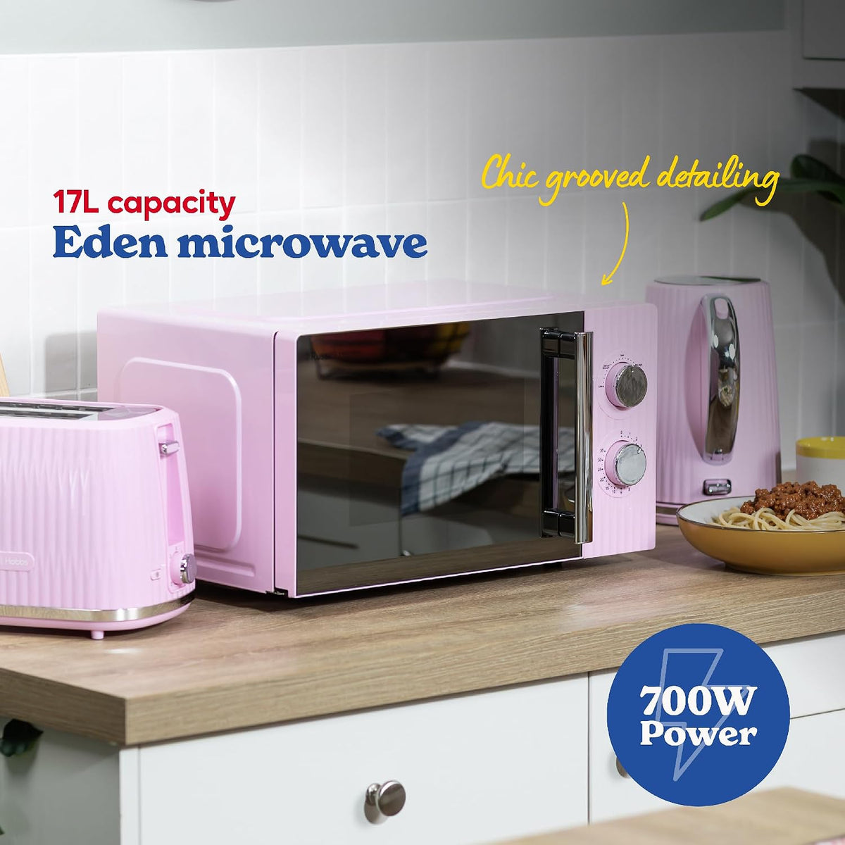 Russell Hobbs Eden 17L 700W Manual Microwave RHMM725RP (Raspberry Pink)