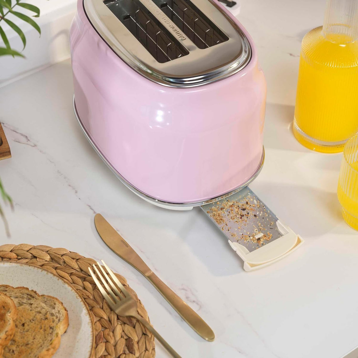 Salter Salter Retro Kettle, 2 Slice Toaster & Canisters Kitchen Set (Pink)