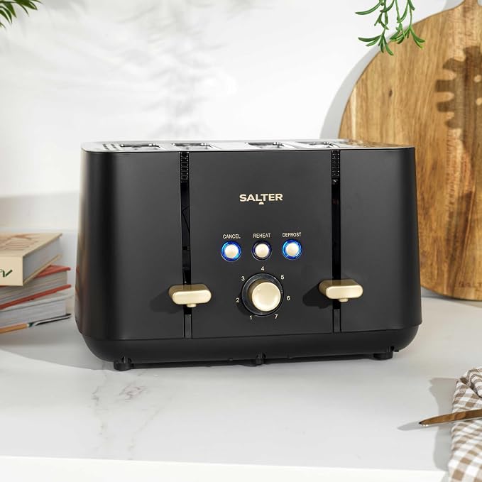 Salter Alchemy Kettle & 4 Slice Toaster (Black/Gold)