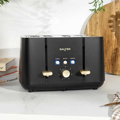 Salter Alchemy Kettle & 4 Slice Toaster (Black/Gold)