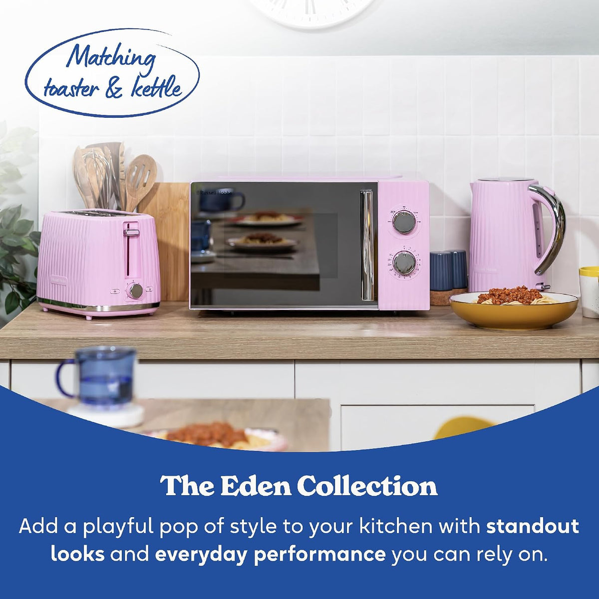 Russell Hobbs Eden 17L 700W Manual Microwave RHMM725RP (Raspberry Pink)
