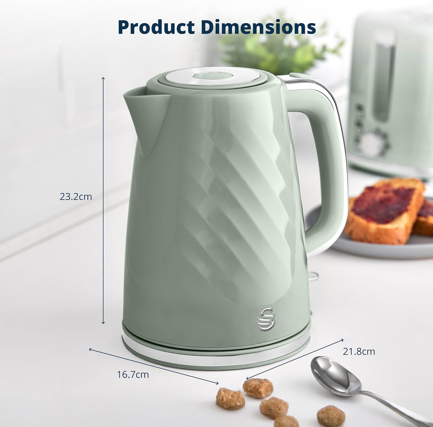 Swan Windsor 1.7L Jug Kettle SK14611SGE (Sage Green)