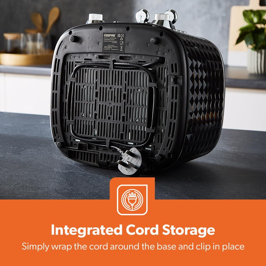 GEEPAS Argyle 4 Slice Toaster GBT36552UK-BK (Black)