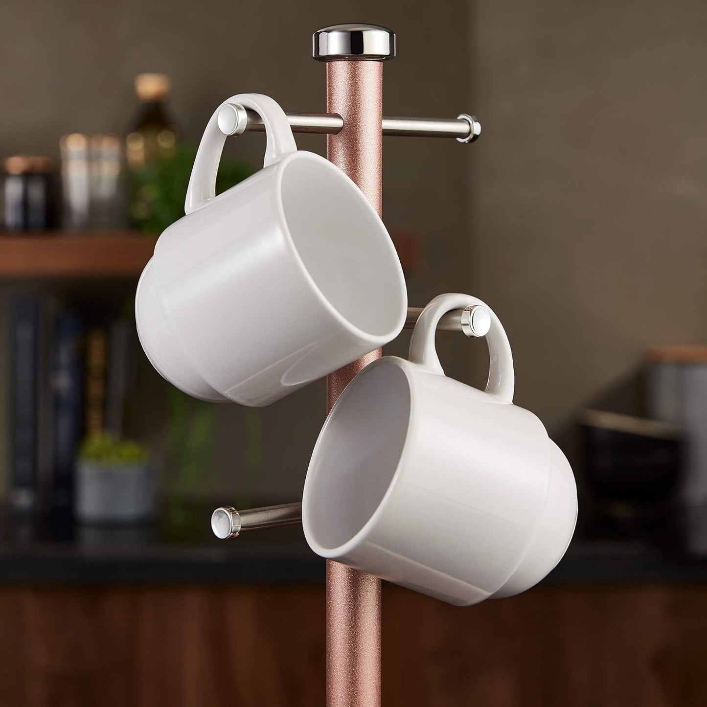 Tower Glitz Kitchen Roll Holder & Mug Tree Set T826016R (Pink)