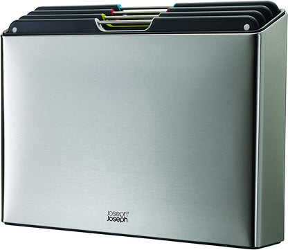 Joseph Joseph Folio 4-Piece Colour-Coded Chopping Board Set, Stainless-Steel Case, Large | 60170