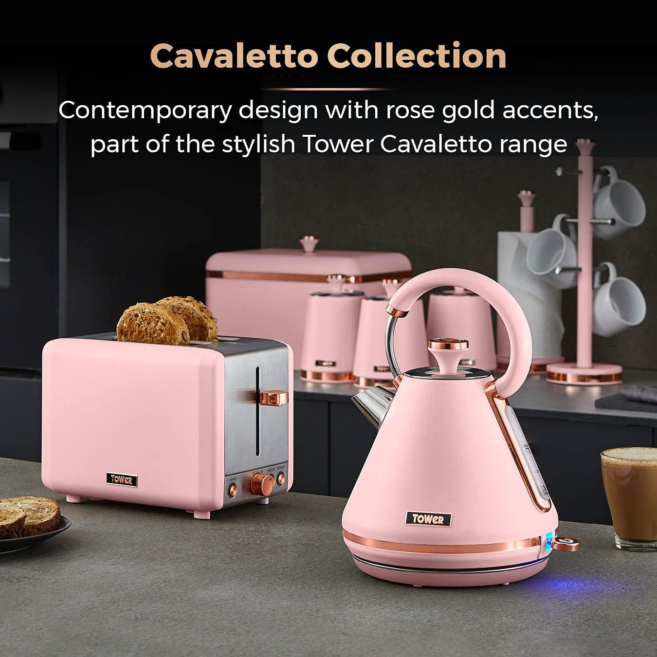 Tower Cavaletto 2 Slice Toaster Metal T20036PNK (Marshmallow Pink)