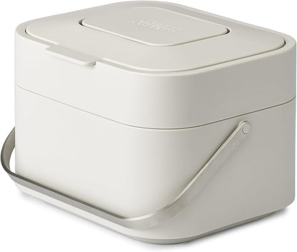 Joseph Joseph Stack 4 Food Waste Caddy with Odour Filter, 4 Litre / 1 Gallon - Stone