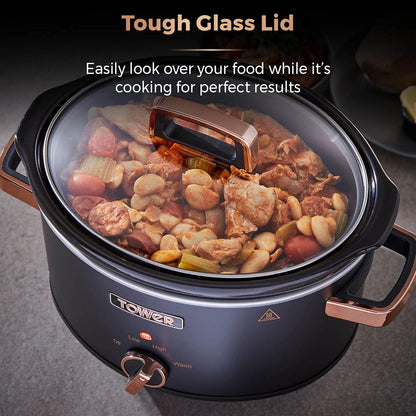 Tower Cavaletto 3.5 Litre Slow Cooker with Modern Stylish Accents T16042BLK (Black)