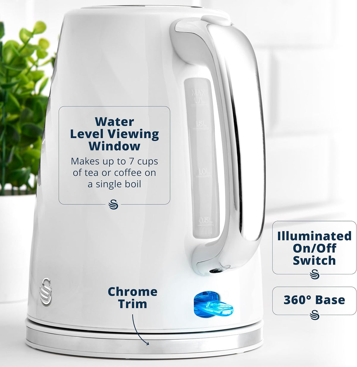 Swan Windsor Kettle, 2 Slice Toaster & Microwave Kitchen Set (White)