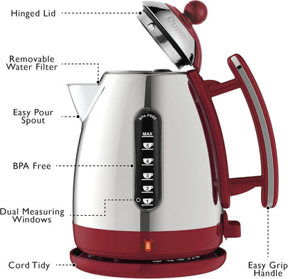 Dualit Lite Kettle with Fast Boiling Technology 72001 (Red Trim)