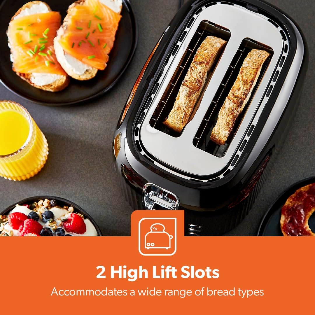 GEEPAS Fluted 2 Slice Toaster GBT36558UK-BK (Black)