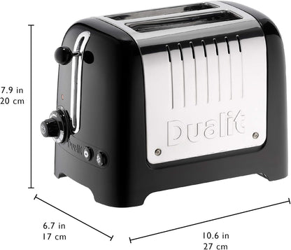 Dualit Lite Jug Kettle & 2 Slice Toaster Matching Kitchen Set (Black Trim)