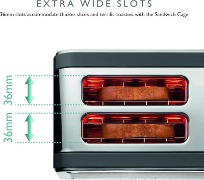 Dualit Architect 2 Slice Toaster Stainless Steel 26526 (Grey Trim)