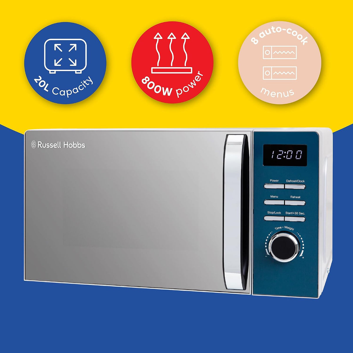 Russell Hobbs Distinctions 20L 800W Digital Microwave RHMD832OB (Ocean Blue)