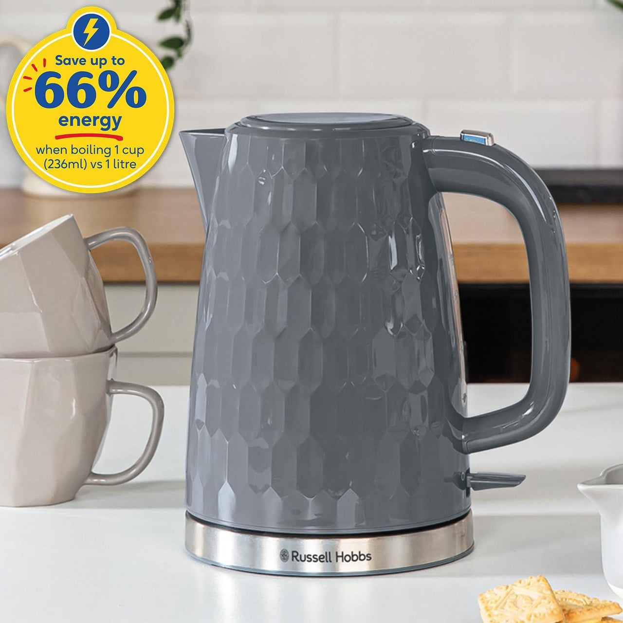 Russell Hobbs Honeycomb Kettle 26053 (Grey) - Vibe Home