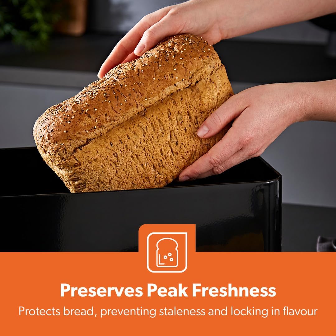 GEEPAS Retrovive 13L Bread Bin GCS63081UK-BK (Black)