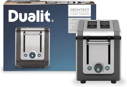 Dualit Architect Kettle & 2 Slice Toaster Matching Kitchen Set (Grey Trim)