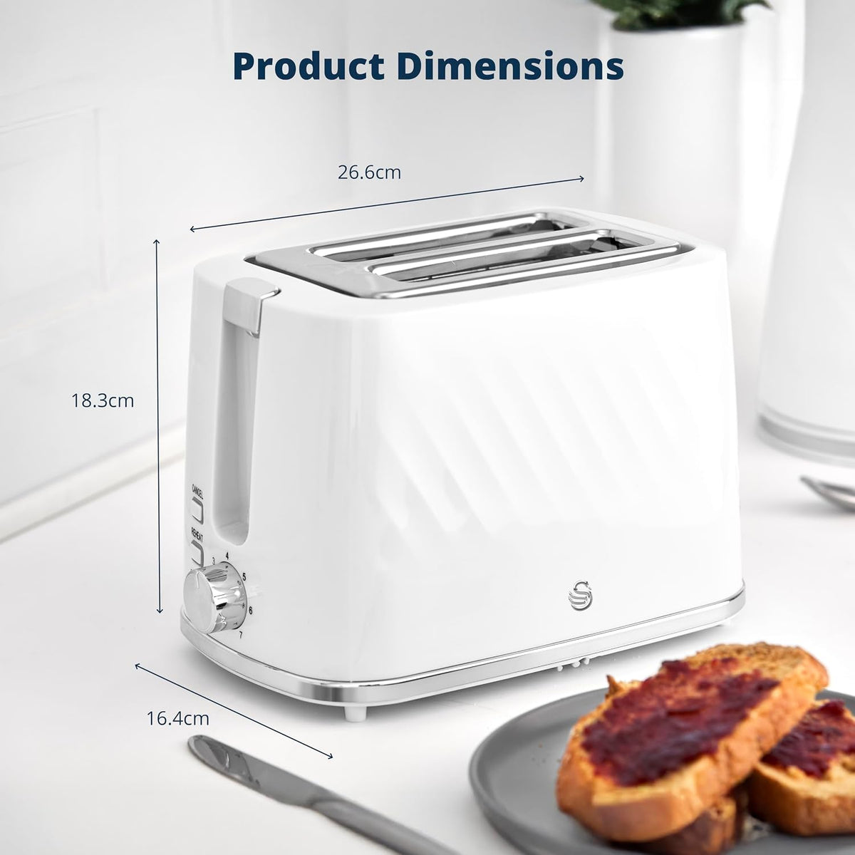 Swan Windsor Kettle, 2 Slice Toaster & Microwave Kitchen Set (White)