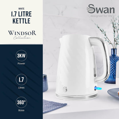 Swan Windsor Kettle with Removable Limescale Filter SK14611WHT (White)