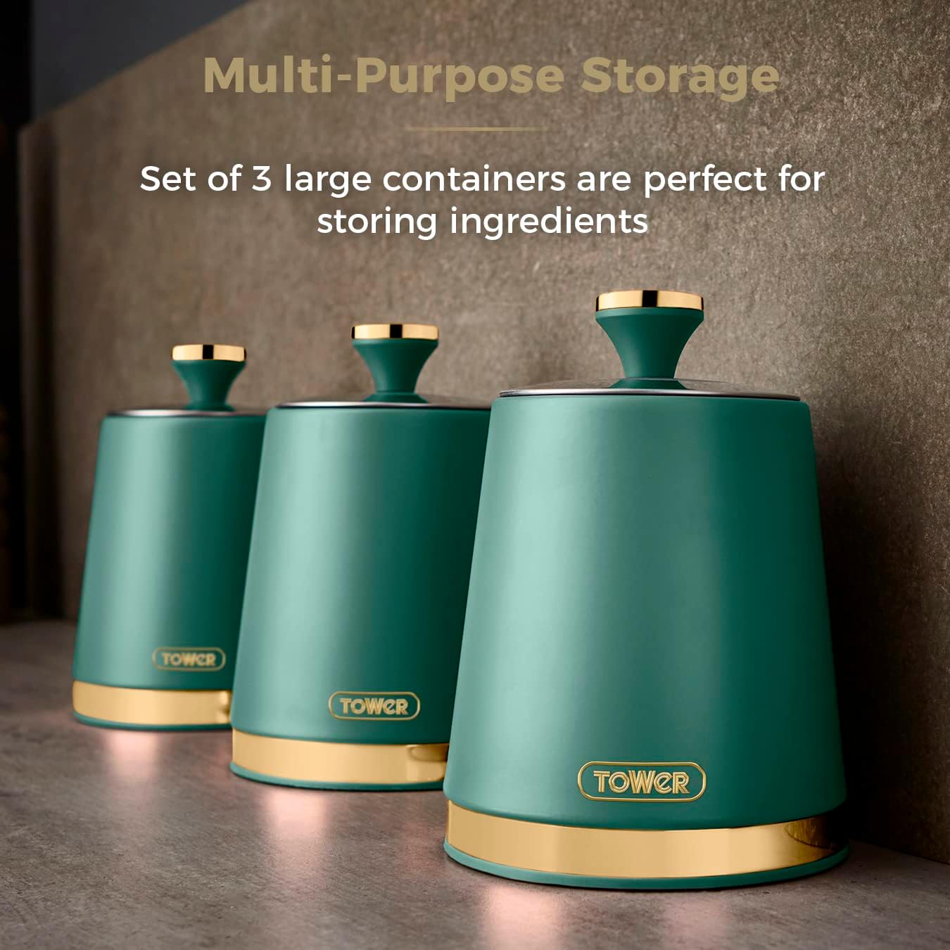 Tower Cavaletto Canister Set Storage Jars T826131JDE (Jade Green)