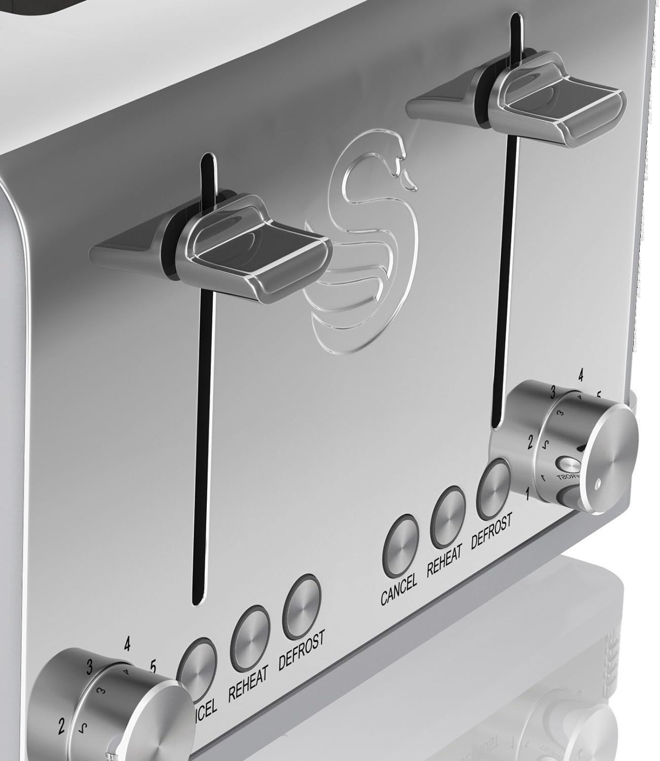 Swan Grey 4 Slice Toaster Wide Slots Stainless Steel Retro ST19020GRN