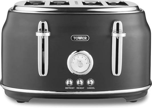 Tower Renaissance 4 Slice Toaster with Gauge T20065BLK (Black)