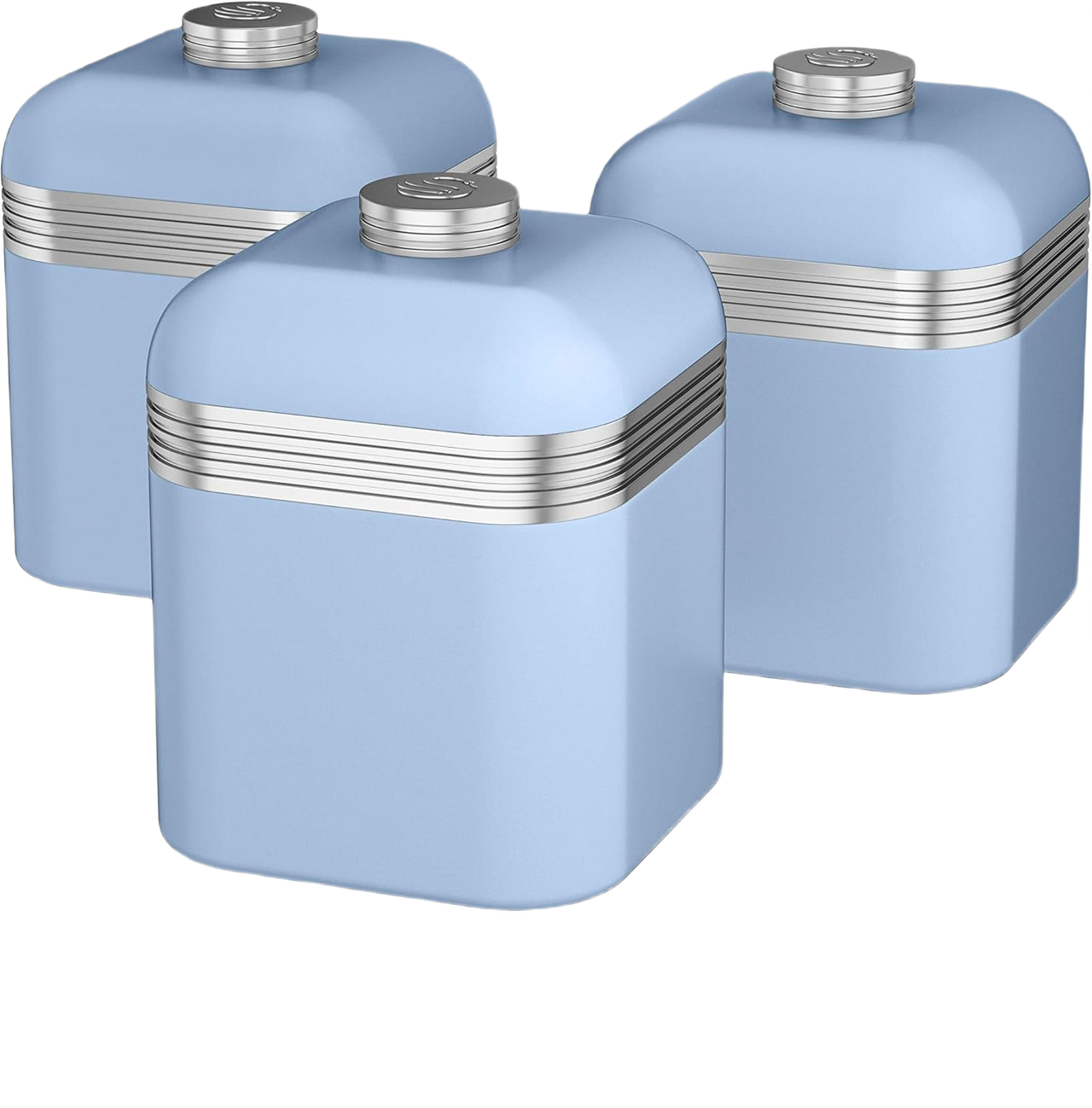 Swan Retro Jug Kettle, 4 Slice Toaster & Canisters Kitchen Set (Blue)