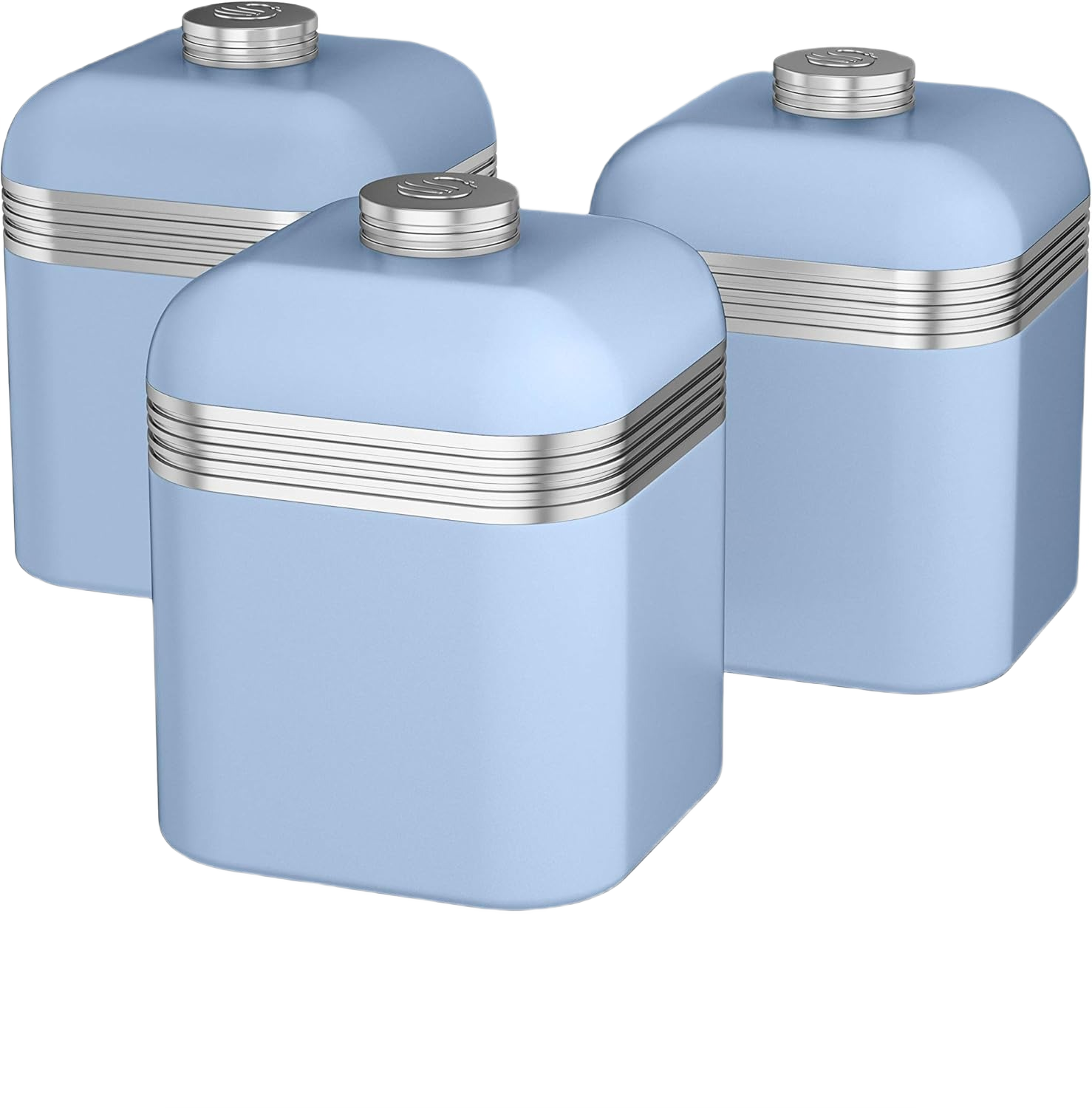 Swan Retro Jug Kettle, 4 Slice Toaster & Canisters Kitchen Set (Blue)