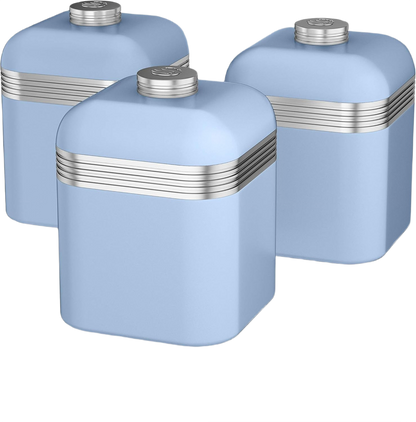 Swan Retro Jug Kettle, 2 Slice Toaster & Canisters Kitchen Set (Blue)