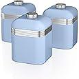 Swan Retro Jug Kettle, 2 Slice Toaster & Canisters Kitchen Set (Blue) - Vibe Home