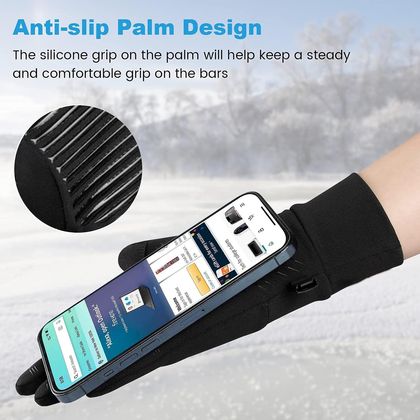 Winter Thermal Gloves Touch-Screen Warm Unisex (Adults Large)