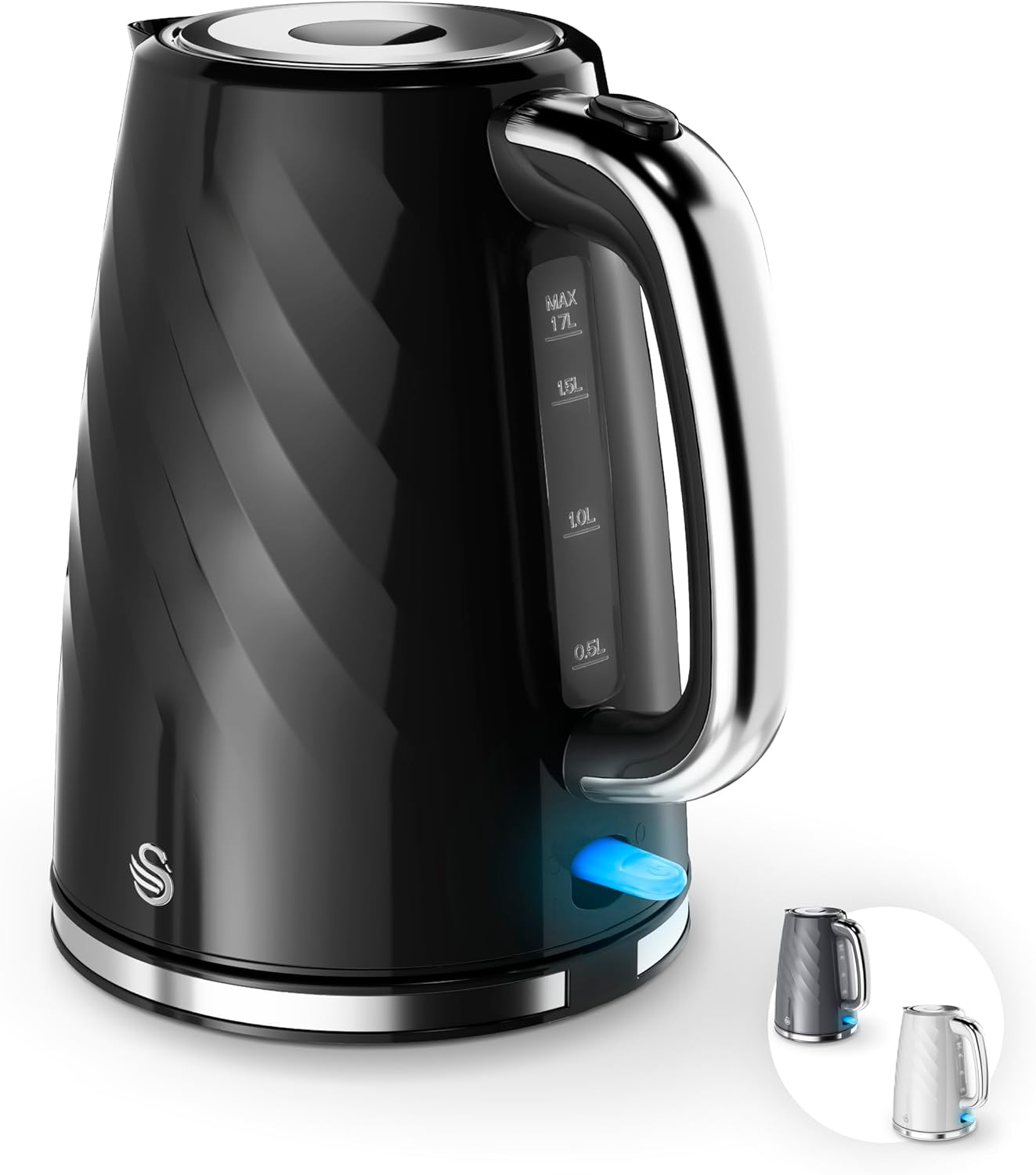 Swan Windsor Kettle, 2 Slice Toaster & Microwave Kitchen Set (Black)