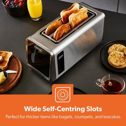 GEEPAS 5-in-1 Digital 4 Slice Long Slot Toaster GBT36566UK (Silver)