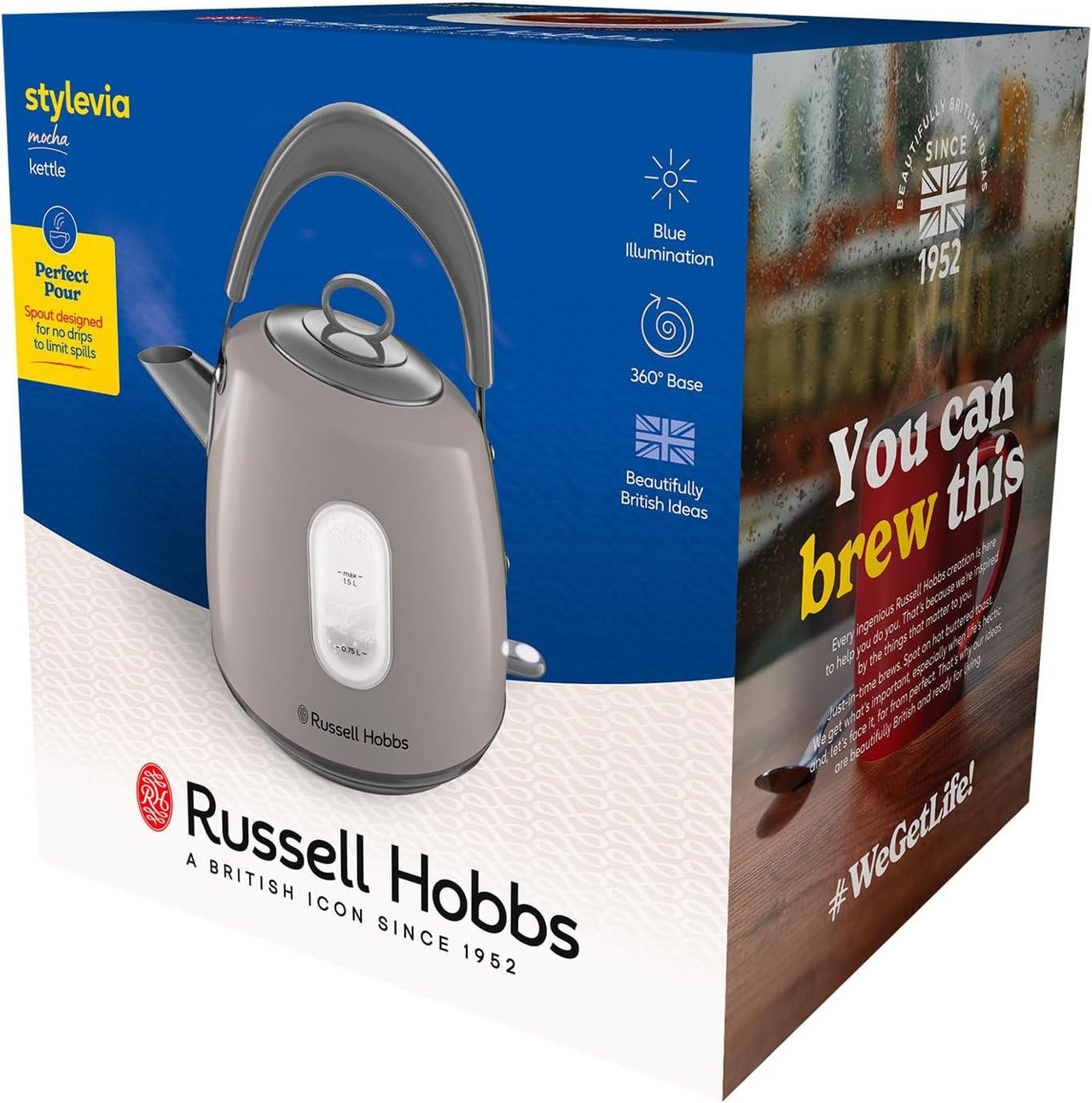 Russell Hobbs Stylevia Pyramid Kettle 28133 (Mocha).